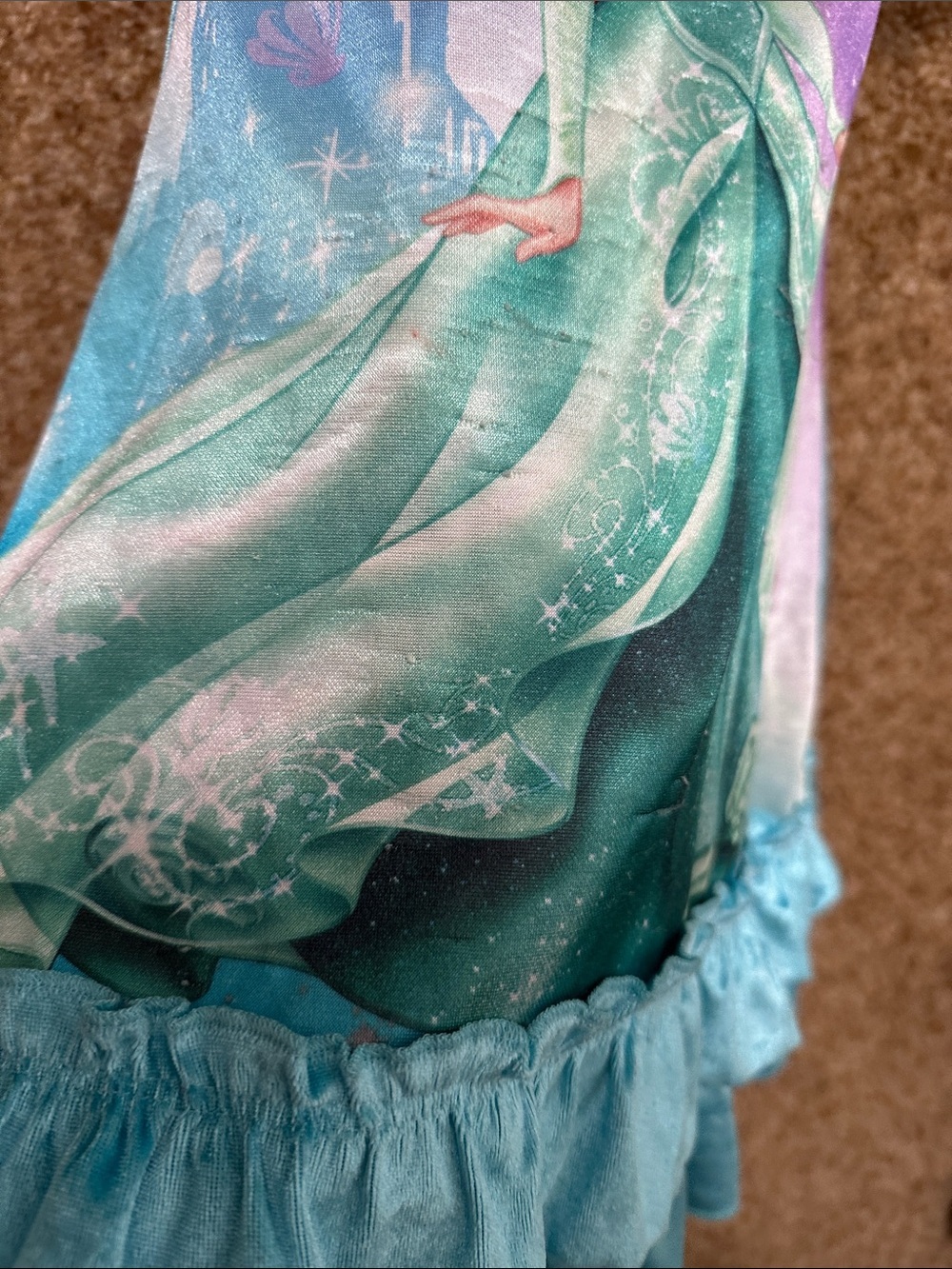 Vintage Disney Ariel Velvet Bodice with Ruffle Trim Dress up Night gown - Picture 6 of 8